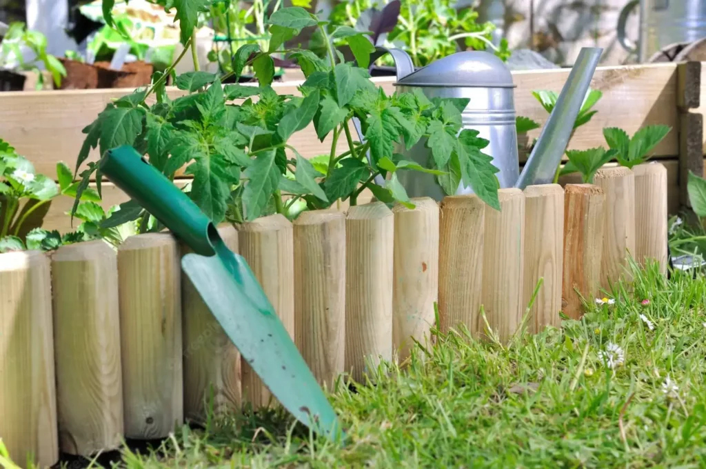 Shovel-Against Wooden Edge Garden 3 5 7 10 Best Garden Edging Tools