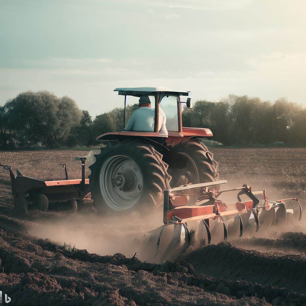 Tilling vs Disking: A man who is using a tractor to till the land