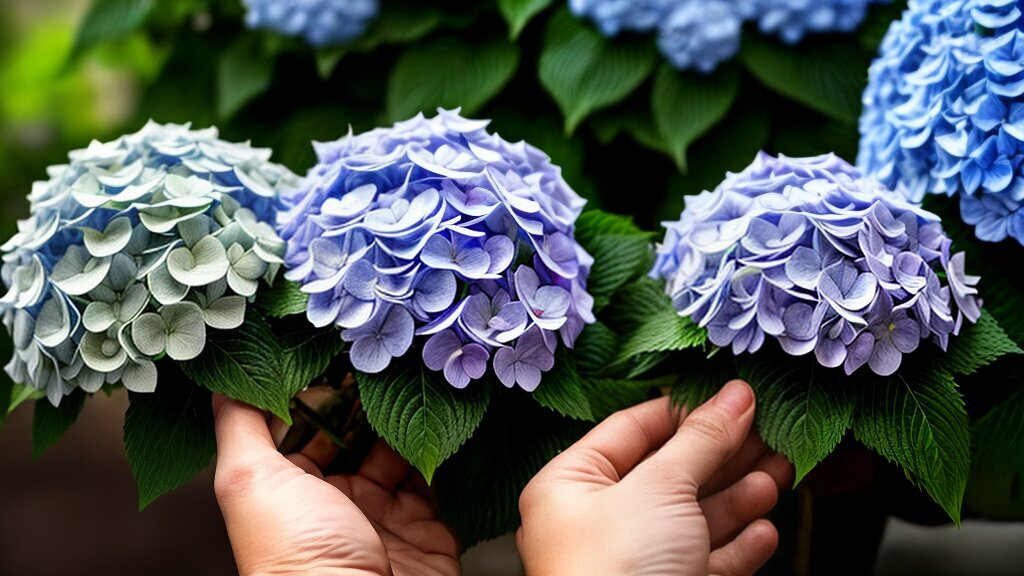 safety gloves and tools for handling hydrangeas